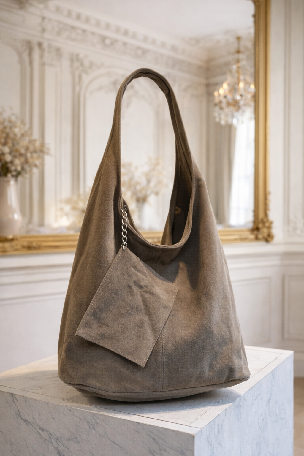 Sac hobo en croûte de cuir