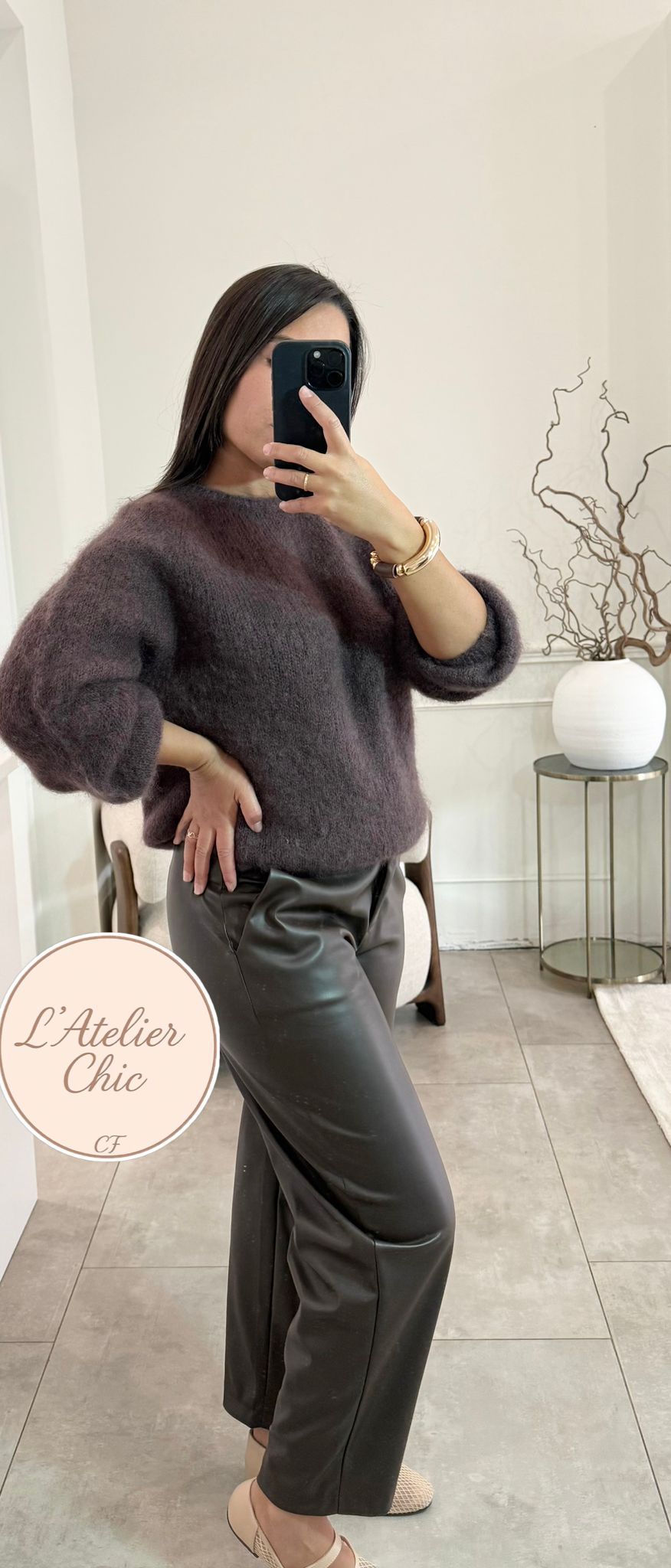 Pantalon simili cuir chocolat – Capri