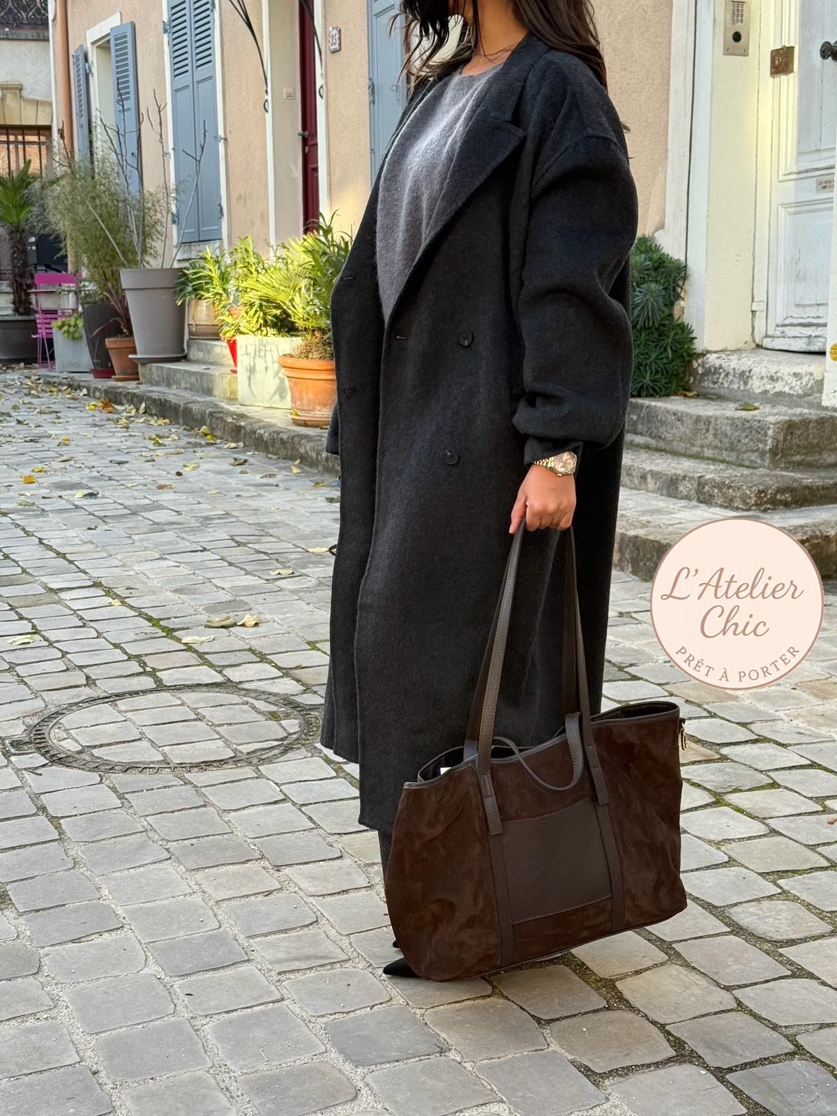 Sac cabas en daim - Choco