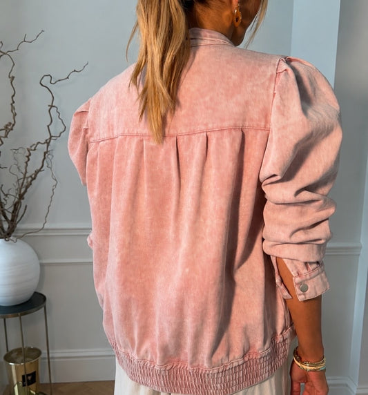 Veste en jeans rose poudrée
