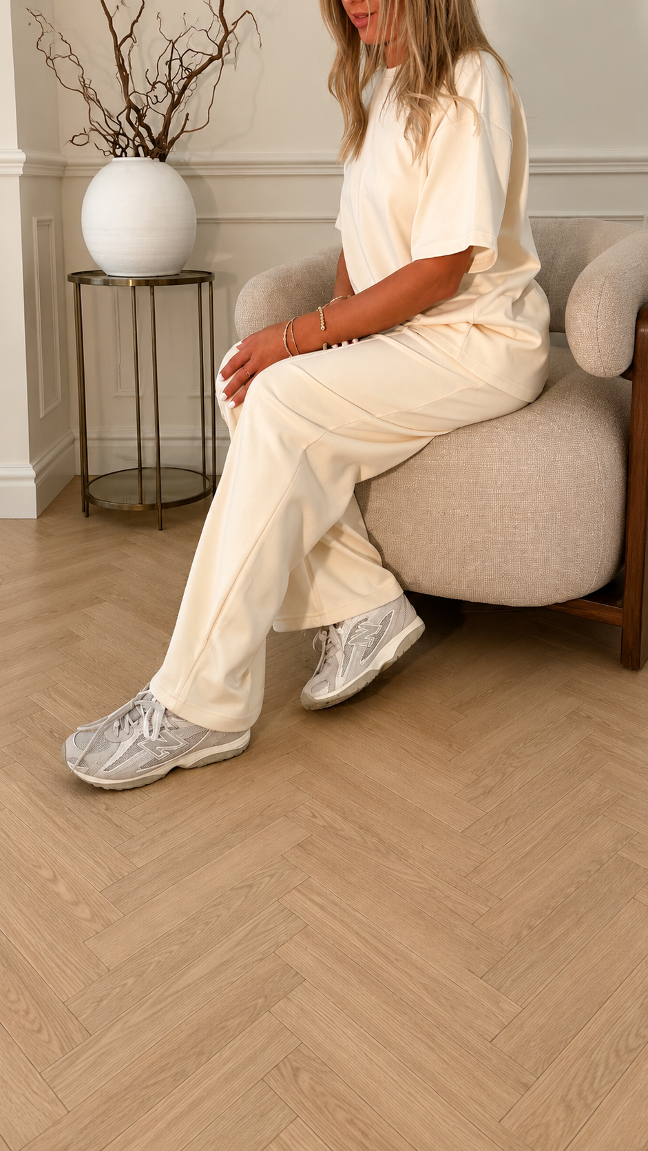 Ensemble blanc cassé jaune pastel
