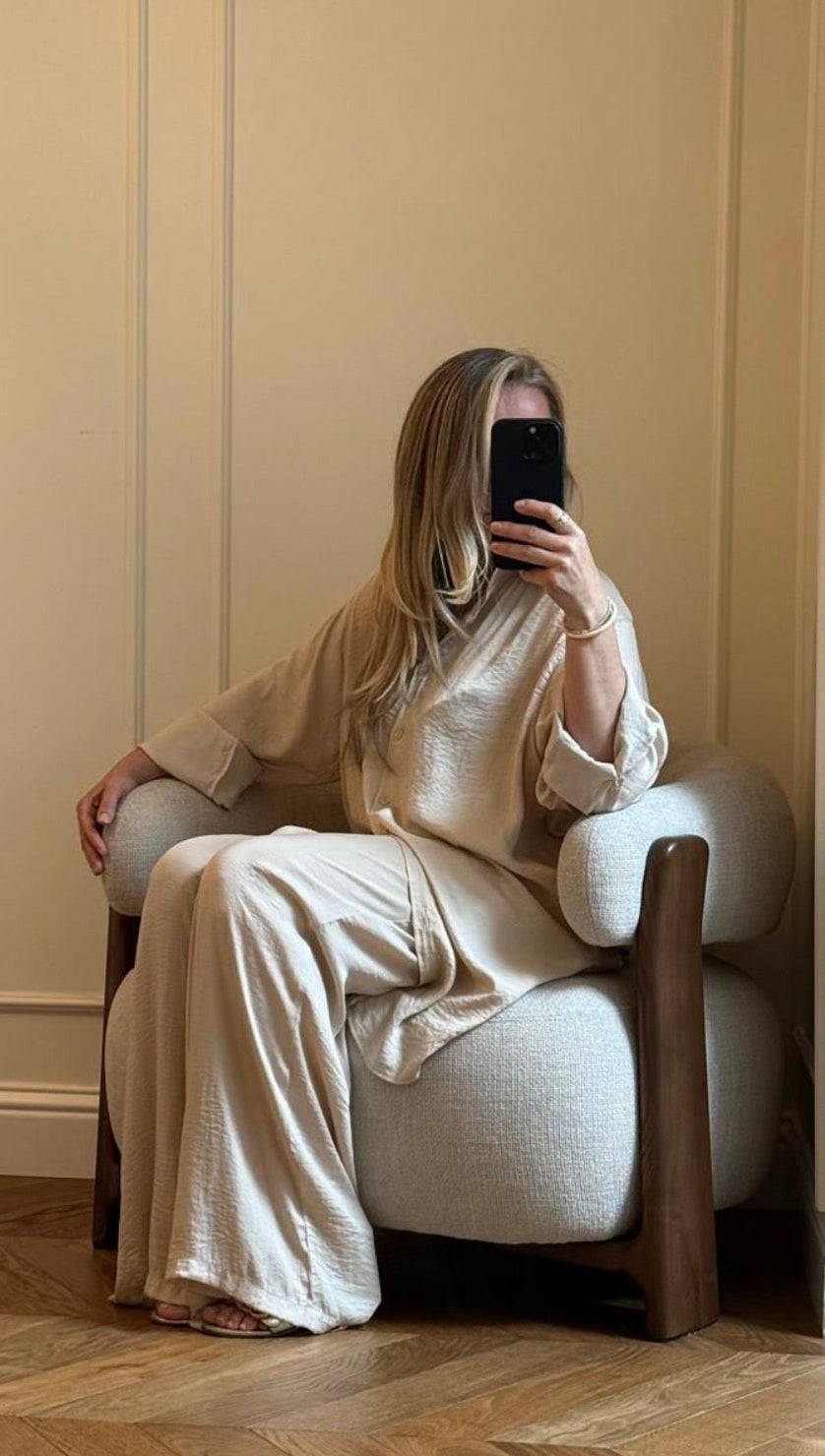 Chemise longue et pantalon fluide-Ines