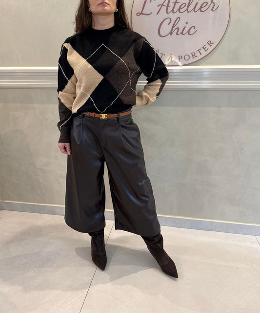 Pull losange noir - Sophie