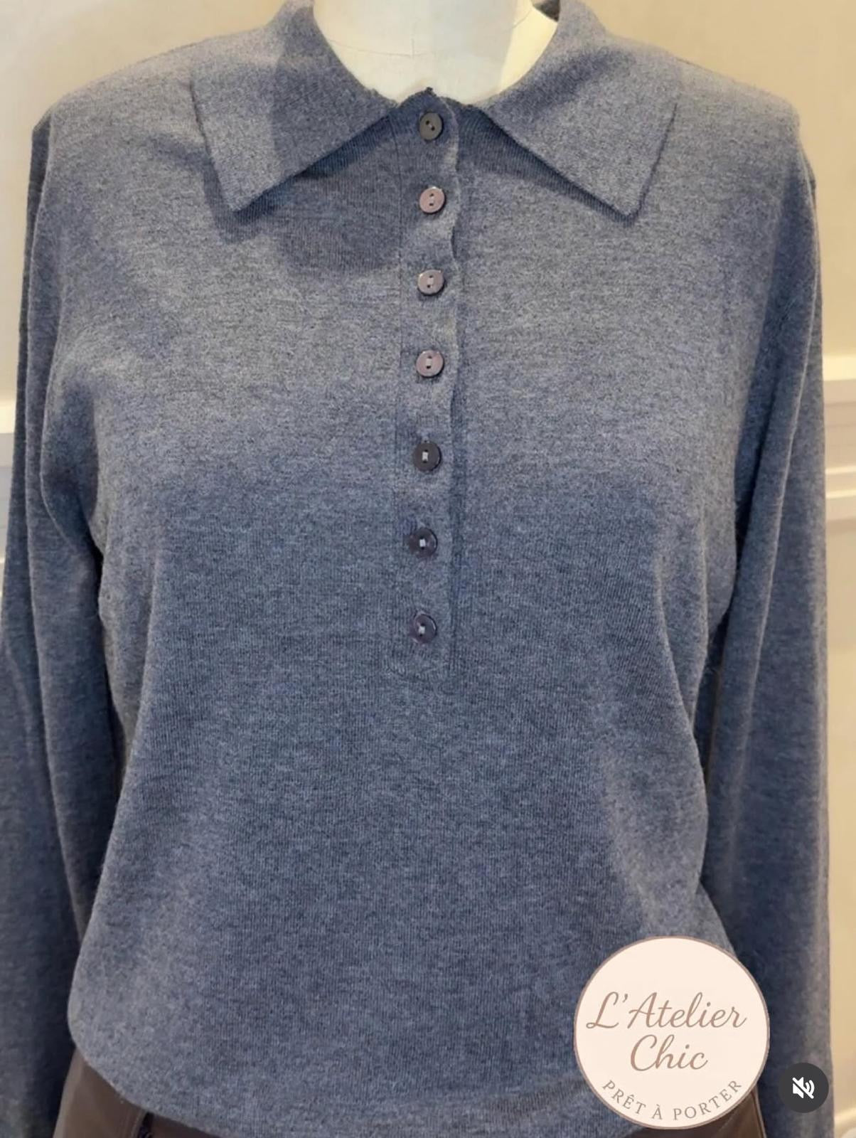 Polo gris manches longues – Intemporel & élégant